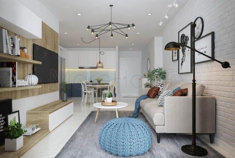 Giấy dán tường 3D mang lại cảm giác mới mẻ và linh hoạt cho không gian phòng khách chung cư, giúp xóa tan nhàm chán và đơn điệu của không gian.
