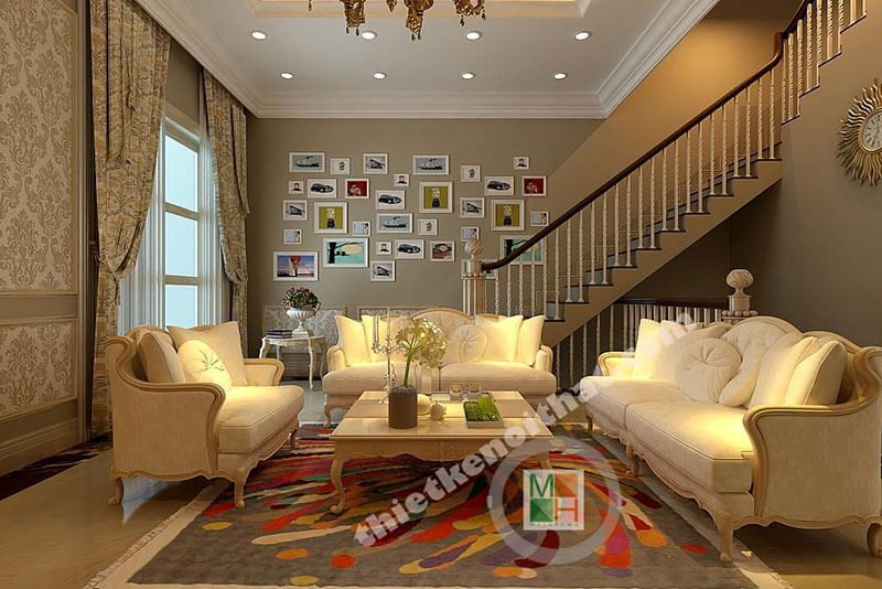 Khi gia chủ lựa chọn giấy dán tường họa tiết tân cổ điển kết hợp với tranh treo tường, bức tường sẽ không còn cứng cố nữa và không gian sẽ trở nên ấn tượng hơn và hài hòa với nội thất.